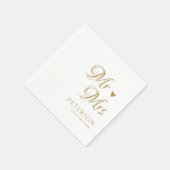 金ゴールドパーソナライズされたさんミセス・ナ結婚プキンス スタンダードカクテルナプキン (角)