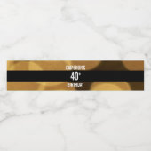 金ゴールドパーソナライズされたとブラックをテーマにした40歳の誕生日 ペットボトルラベル (シングルラベル)