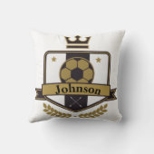 金ゴールドパーソナライズされたとブラックサッカー クッション (裏面)