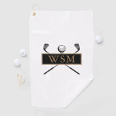 金ゴールドパーソナライズされたとブラックモノグラム ゴルフタオル (インサイチュ)