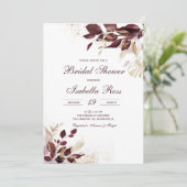 金ゴールドパーソナライズされたとブルゴーニュブライダルシャワー 招待状 (スタンド正面)