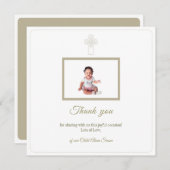 金ゴールドパーソナライズされたとホワイトファースト聖餐式 サンキューカード (正面/裏面)
