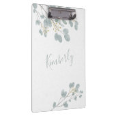 金ゴールドパーソナライズされたとユーカリ クリップボード (右)