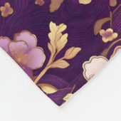 金ゴールドパーソナライズされたと紫アジアフローラ フリースブランケット (角)