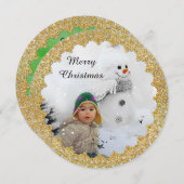 金ゴールドパーソナライズされたと緑のメリークリスマスカード シーズンカード (正面/裏面)