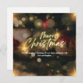 金ゴールドパーソナライズされたと赤いエレガント聖降誕祭 シーズンカード (正面/裏面)