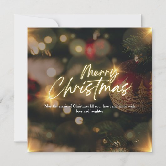 金ゴールドパーソナライズされたと赤いエレガント聖降誕祭 シーズンカード (正面)