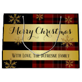 金ゴールドパーソナライズされたのクリスマス ラージペーパーバッグ (正面)