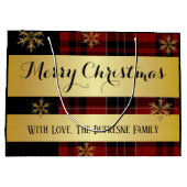 金ゴールドパーソナライズされたのクリスマス ラージペーパーバッグ (裏面)