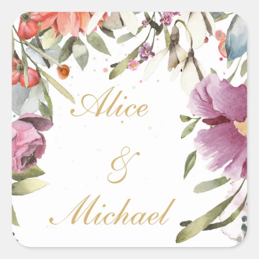 金ゴールドパーソナライズされたの脚 スクエアシール (正面)