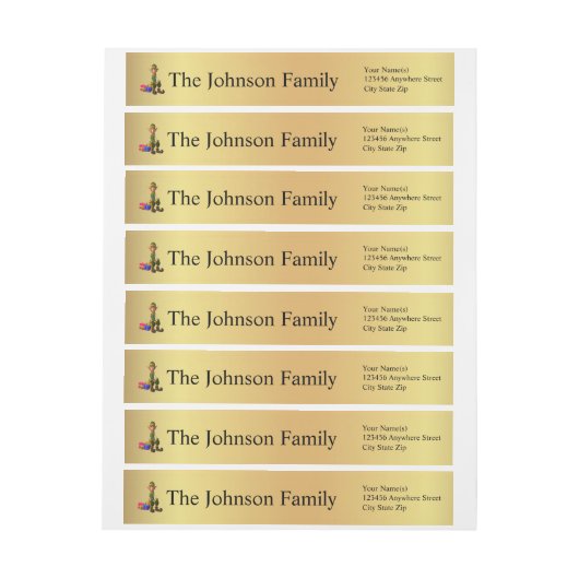 金ゴールドパーソナライズされたキュート小妖精や小人オン・ギフト差出人住所 ラップアラウンドラベル (シート)