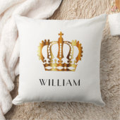 金ゴールドパーソナライズされたクラウン白 クッション (ブランケット)