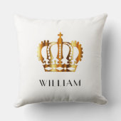 金ゴールドパーソナライズされたクラウン白 クッション (裏面)