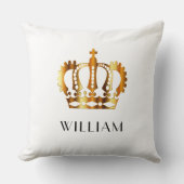 金ゴールドパーソナライズされたクラウン白 クッション (正面)