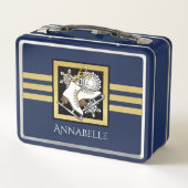 金ゴールドパーソナライズされたグリッタースケート メタルランチボックス (裏面)