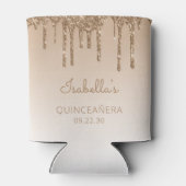 金ゴールドパーソナライズされたグリッタードリップキンセアニラ 缶クーラー (裏面)