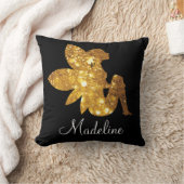 金ゴールドパーソナライズされたグリッターマジカルフェアリー クッション (ブランケット)