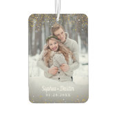 金ゴールドパーソナライズされたグリッター2写真の平和と愛 カーエアーフレッシュナー (裏面)