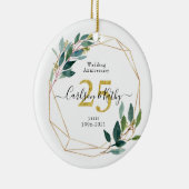 金ゴールドパーソナライズされたグリーンリー25周年記念 セラミックオーナメント (右)