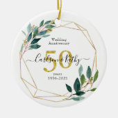 金ゴールドパーソナライズされたグリーンリー50周年記念 セラミックオーナメント (正面)