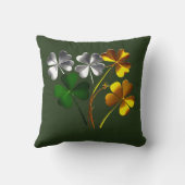 金ゴールドパーソナライズされたシルバーグリーンシャームロックラッキーギフト クッション (裏面)