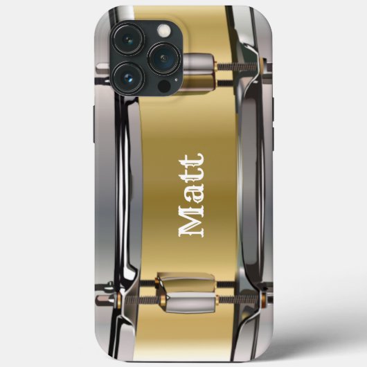 金ゴールドパーソナライズされたスネアドラム Case-Mate iPhoneケース (裏面)