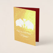 金ゴールドパーソナライズされたゾウとハートバレンタイン 箔カード (正面)