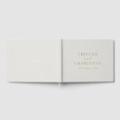 金ゴールドパーソナライズされたタイポグラフィホワイトリフェイクネン ゲストブック (全面)