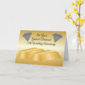 金ゴールドパーソナライズされたダイヤ結婚モンド75周年 カード (黄色い花)