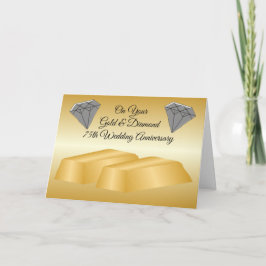 金ゴールドパーソナライズされたダイヤ結婚モンド75周年 カード