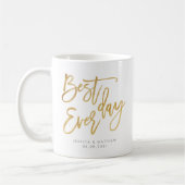 金ゴールドパーソナライズされたデー,書道 コーヒーマグカップ (左)