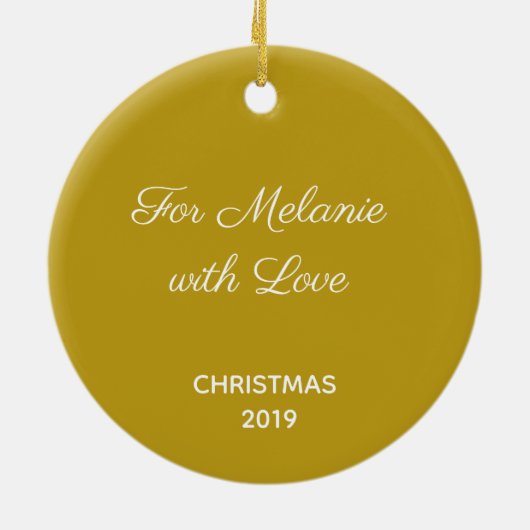 金ゴールドパーソナライズされたトレブルクレフ、 音符記号スノーフレークミュージカル セラミックオーナメント (裏面)