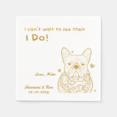 金ゴールドパーソナライズされたドッグシンプルカスタム結婚ズ スタンダードカクテルナプキン (正面)