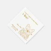 金ゴールドパーソナライズされたドッグシンプルカスタム結婚ズ スタンダードカクテルナプキン (角)