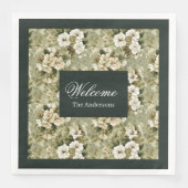 金ゴールドパーソナライズされたナプキンスチックボタニカルデザイン (正面)