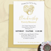 金ゴールドパーソナライズされたハートツリーファミリ懇親会ホワイト 招待状