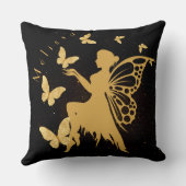 金ゴールドパーソナライズされたバタフライフェアリー クッション (裏面)