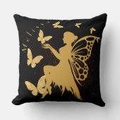 金ゴールドパーソナライズされたバタフライフェアリー クッション (正面)