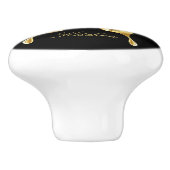 金ゴールドパーソナライズされたバタフライブラック セラミックノブ (側面)