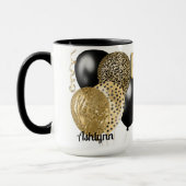 金ゴールドパーソナライズされたバルーンHappy 18誕生日 マグカップ (左)