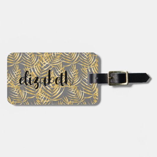 金ゴールドパーソナライズされたパームシック ラゲッジタグ (正面横)