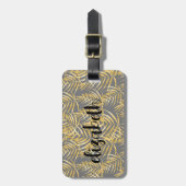 金ゴールドパーソナライズされたパームシック ラゲッジタグ (正面縦)