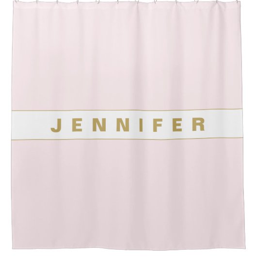 金ゴールドパーソナライズされたピンク文字 シャワーカーテン (正面)