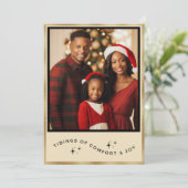 金ゴールドパーソナライズされたフォトホリデークリスマスカード シーズンカード (スタンド正面)