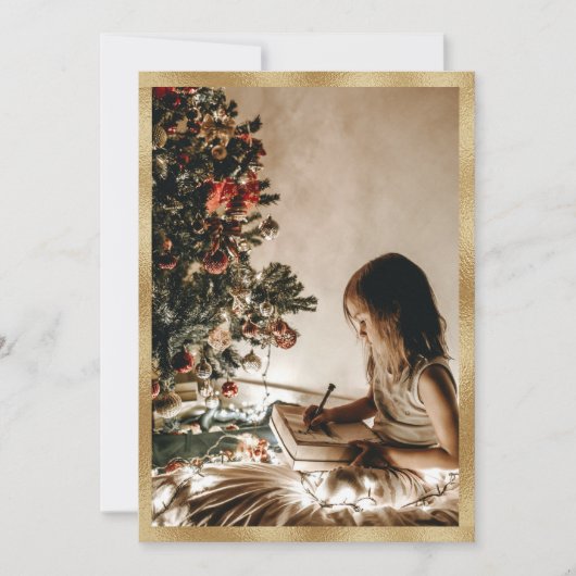 金ゴールドパーソナライズされたフォトホリデークリスマスカード シーズンカード (正面)