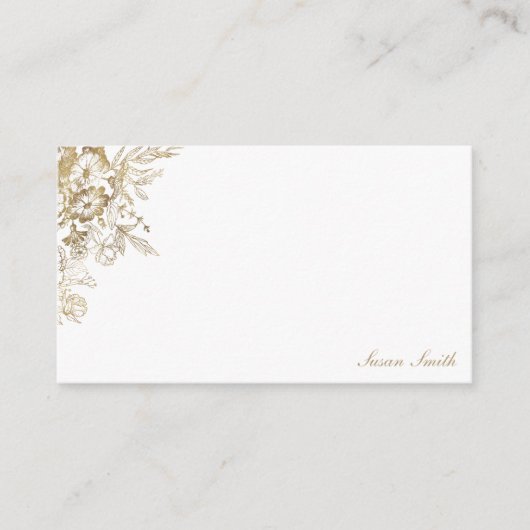 金ゴールドパーソナライズされたフローラ アドバイスカード (正面)