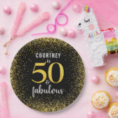 金ゴールドパーソナライズされたブラック50と素晴らしいはっきりした紙 ペーパープレート (パーティー)