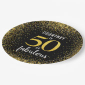 金ゴールドパーソナライズされたブラック50と素晴らしいはっきりした紙 ペーパープレート (アングル)