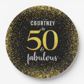 金ゴールドパーソナライズされたブラック50と素晴らしいはっきりした紙 ペーパープレート (正面)