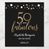 金ゴールドパーソナライズされたブラック50と素晴らしいワイン名 ワインラベル (シングルラベル)